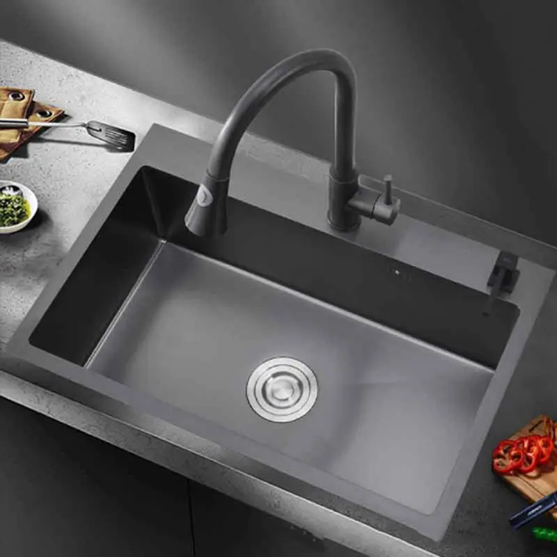304 раковина из нержавеющей стали большая черная с одним слотом для кухни ручная