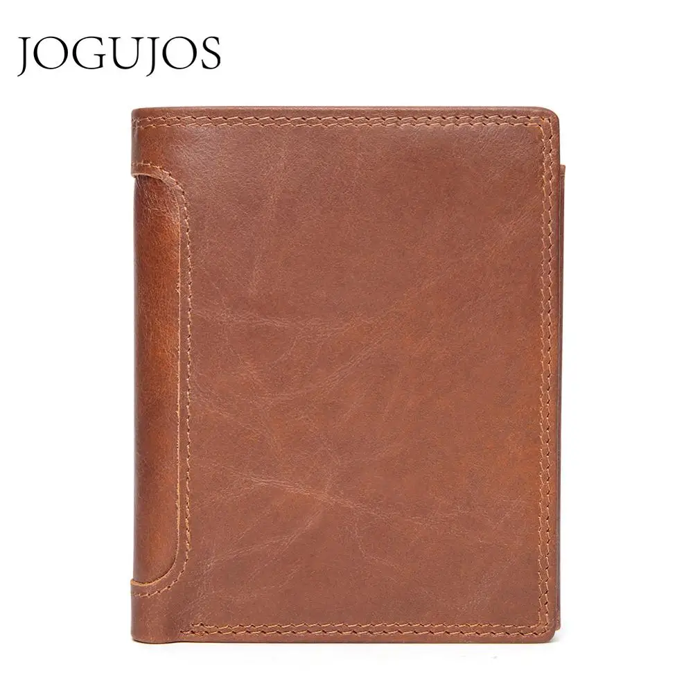 Кошелек JOGUJOS мужской из натуральной кожи бумажник Крейзи Хорс модный клатч с