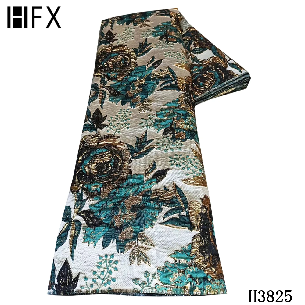 Африканская парчовая кружевная ткань HFX сетчатая жаккардовая с вышивкой