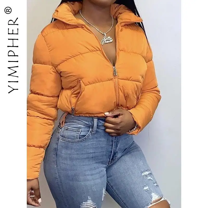 

Женская укороченная куртка-пуховик с длинным рукавом, на молнии