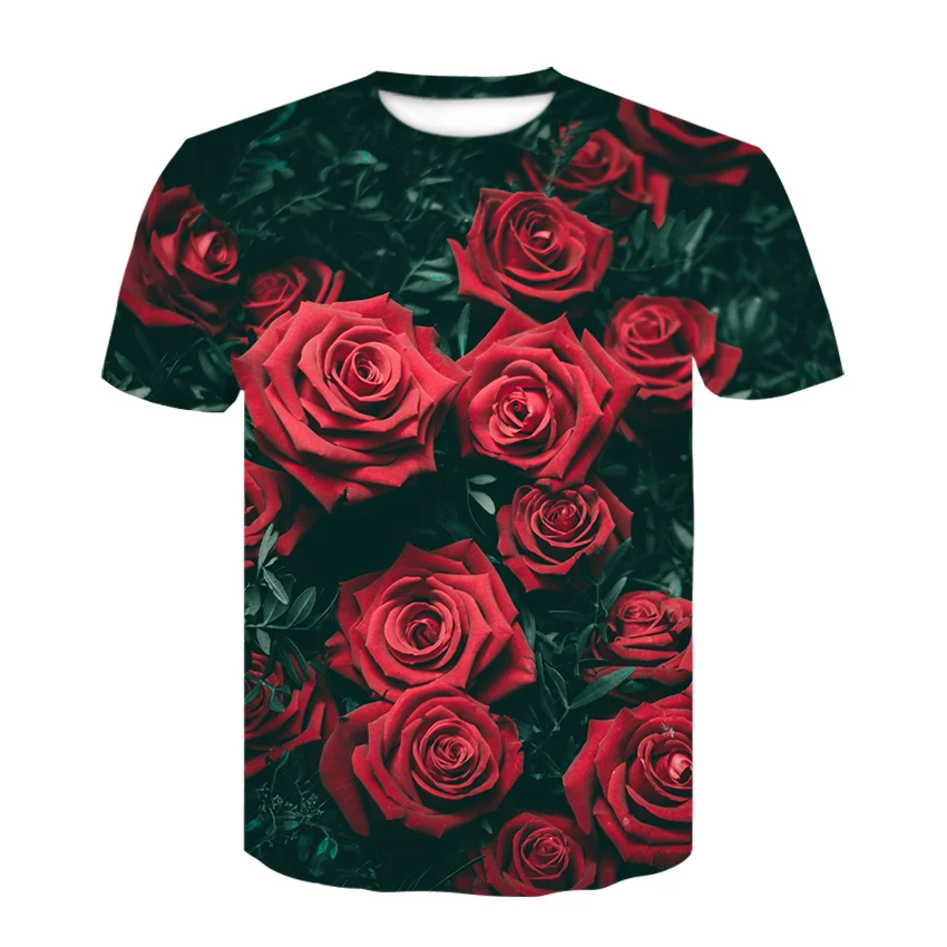 Новинка 2020 летняя Толстовка для мужчин и женщин футболка с 3D принтом Love Beautiful Rose
