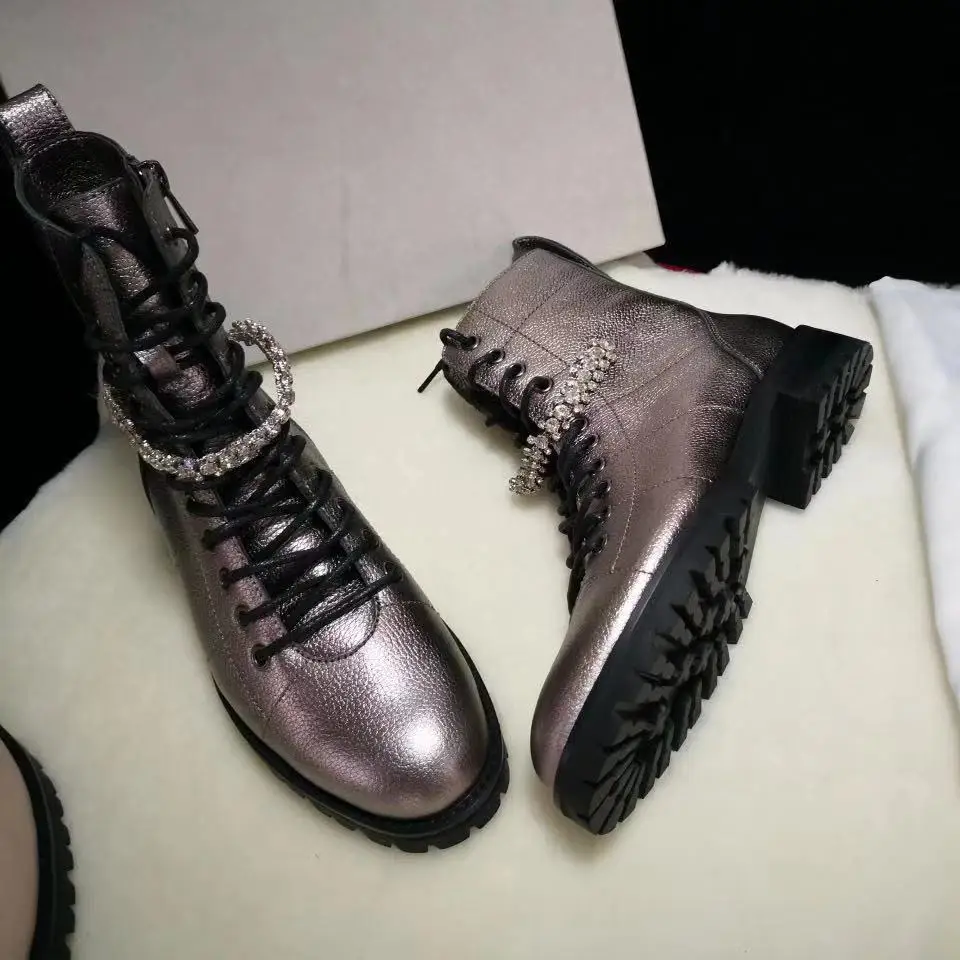 Женские ботинки со стразами Новинка 2019 года сезон осень-зима женские Ботинки martin