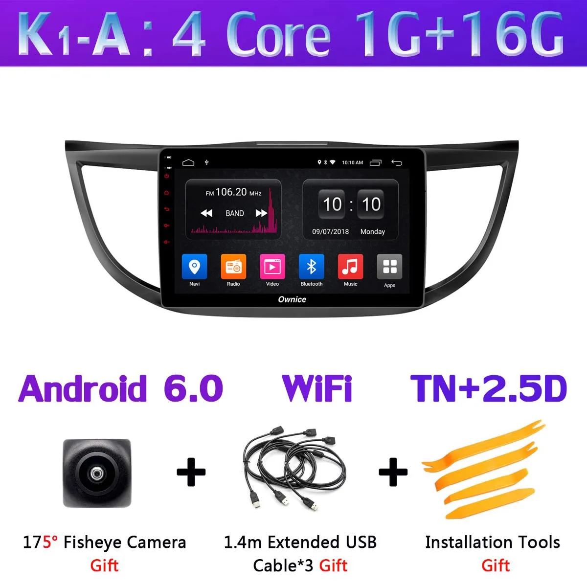 K1-A 360 ° камера Android 9,0 8Core 4+ 64G SPDIF DSP CarPlay автомобильный мультимедийный плеер для Honda CRV 2012 2013 gps радио - Цвет: K1-A