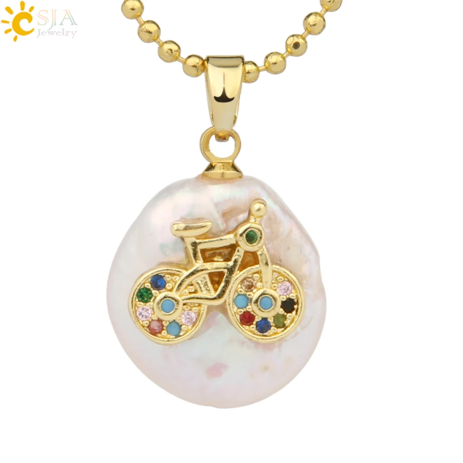 Necklace-E Csja кулон из пресноводного жемчуга крыло животное слон сова кролик растение кактус Подвески ожерелье со стразами для женщин Девушка G216 - Окраска металла: Necklace-E