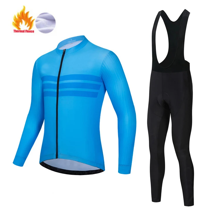 

Winter Fleece Man Cycling Jersey Suit Mountian Bicycle Clothes Wear Ropa Ciclismo Racing Bike Clothing Team Cycling jersey kit