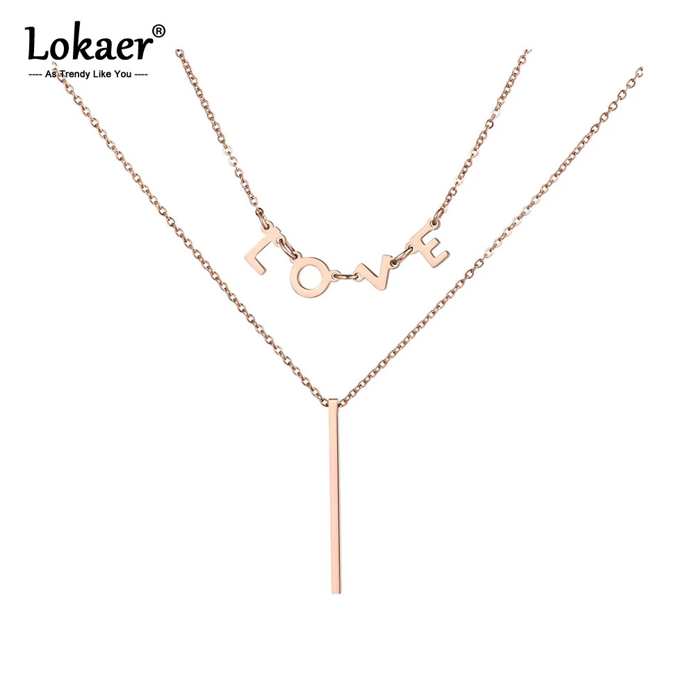 Женское ожерелье с подвеской Lokaer Двухслойное из нержавеющей стали цвета