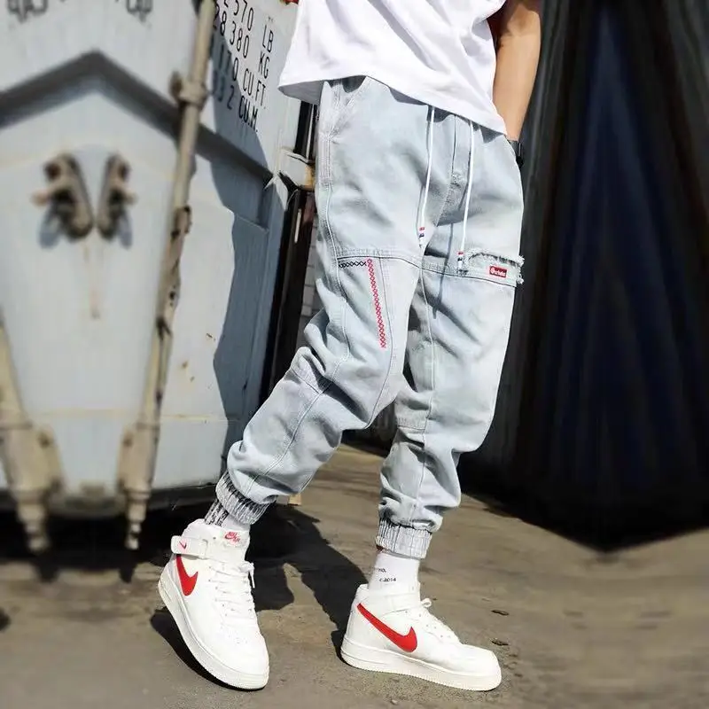 

S-5xl Men Hip Hop Pants Loose Ankle Banded Pants Feet Harem Pants Men Korean-Style Man Jeans