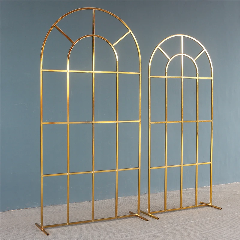 

【NEW】 Shiny Gold Wedding Arch Backdrop Flower Stand Steel Stage Screen Ceremony Party Home Decoration Gold plated Metal Props
