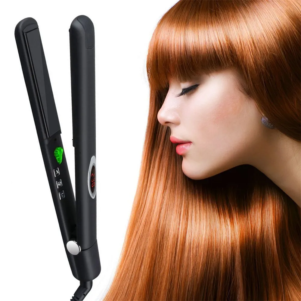 

Professional Hair Straightener And Curler 2 In 1 Infrared Fast Heated Temperature Adjustable LED Display Hair Salon Styling Tool