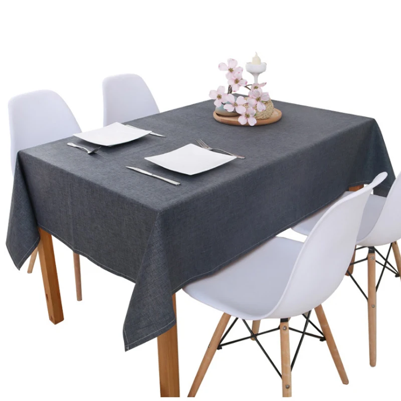 Скатерть из хлопка и льна простая современная однотонная прямоугольная кофейная