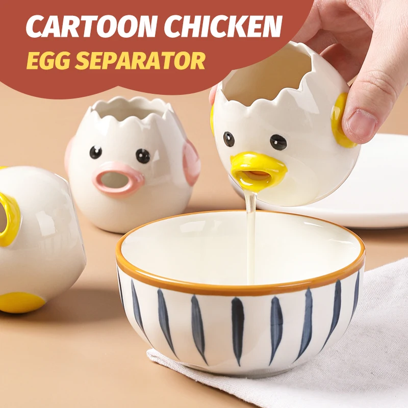 

Мультяшный цыпленок керамический яичный разделитель белый яичный желток сепаратор креативный фильтр для яиц жидкость для выпечки Посуда д...