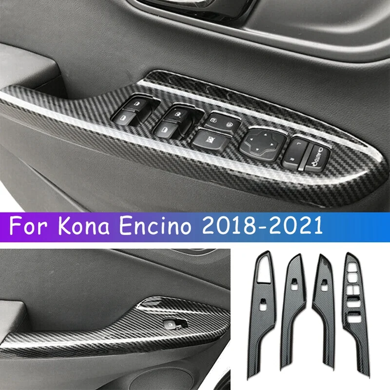 Для Hyundai Kona Encino 2018-2021 панель переключателя стеклоподъемника из углеродного волокна для внутренней двери