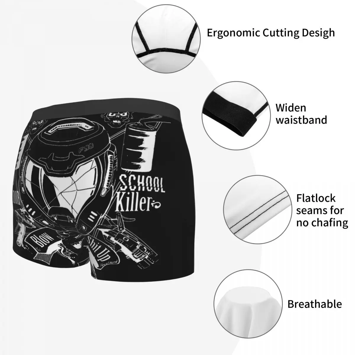 Трусы-боксеры мужские с демоном старая школа убийца демонов дом вечный игра