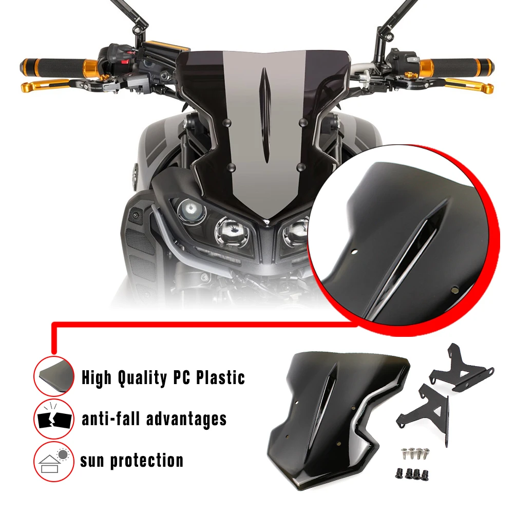 MT09 FZ09 аксессуары черный дымовой экран лобовое стекло ветровое дефлектор воздуха