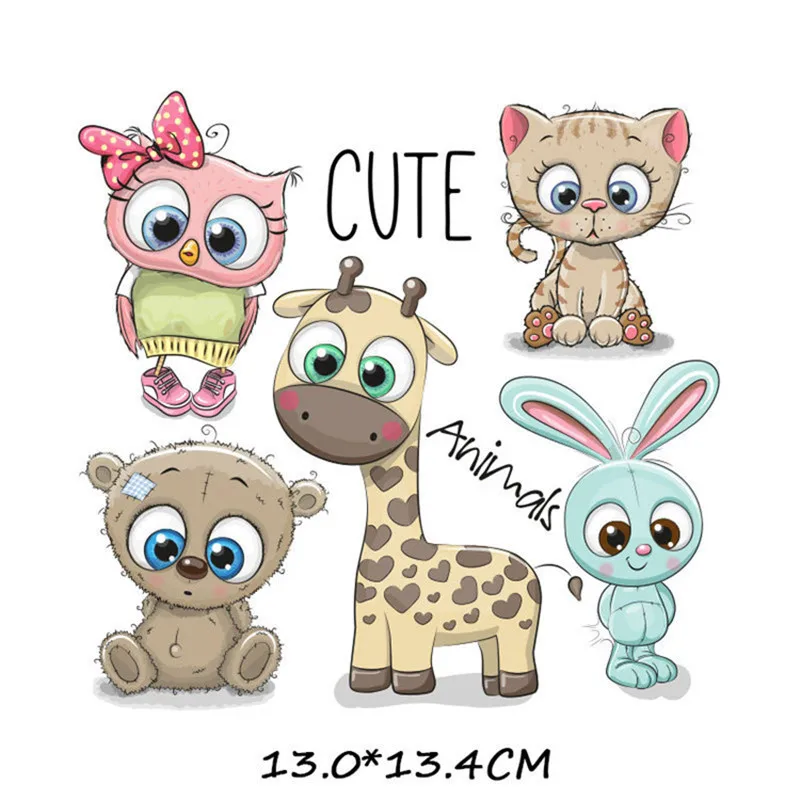 Лидер продаж Мультяшные милые животные термоклейкие наклейки для одежды ткань