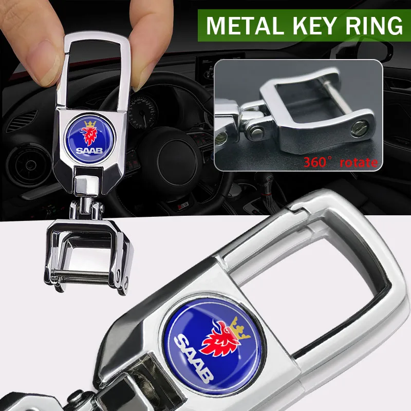 

1pc Metal Alloy Car Badge Emblem Keychain Key Chain Rings For Saab 93 95 Saab 9-3 9-5 900 9000 Turbo X Monster Auto Accessories