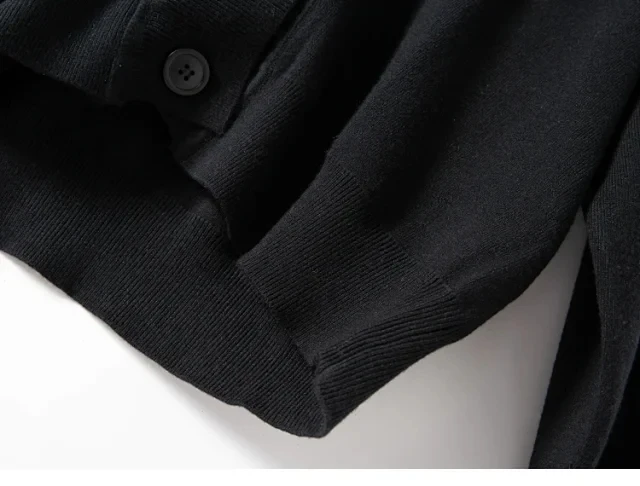 

2020 New Women Knitted Cardigan Sweater V-Neck Long Sleeve Single-Breasted Outwear Knitwear Top Black
