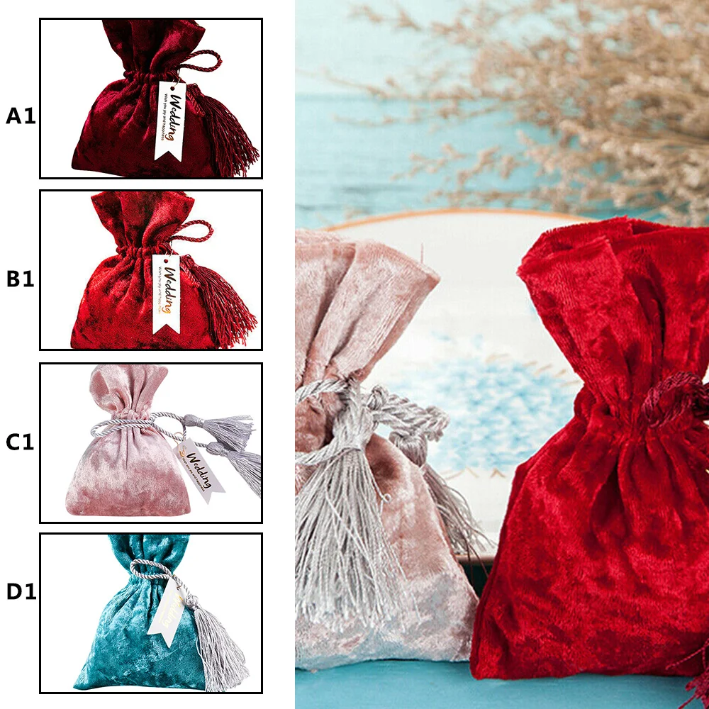 

10 Pcs/Set Quality Vintage Velvet Drawstring Gift Bags Wedding Party Jewelry Candy Packing Pouch DIY Storage Bag Container