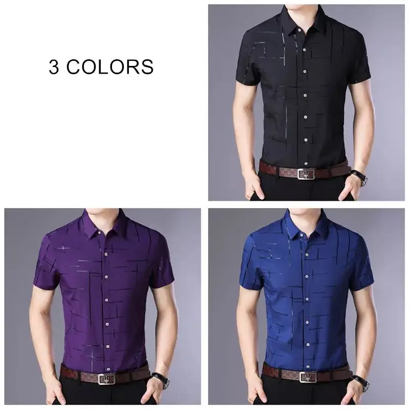 

Short Sleeve Men Shirt,Summer Cool Shirt Men Clothing Business Casual Shirts