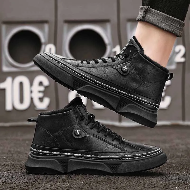 

Men Winter Snow Boots Waterproof Sports Shoes Super Warm Male Sneakers Wear-resistant Man Boots Outdoor Hiking Boots Work Shoes