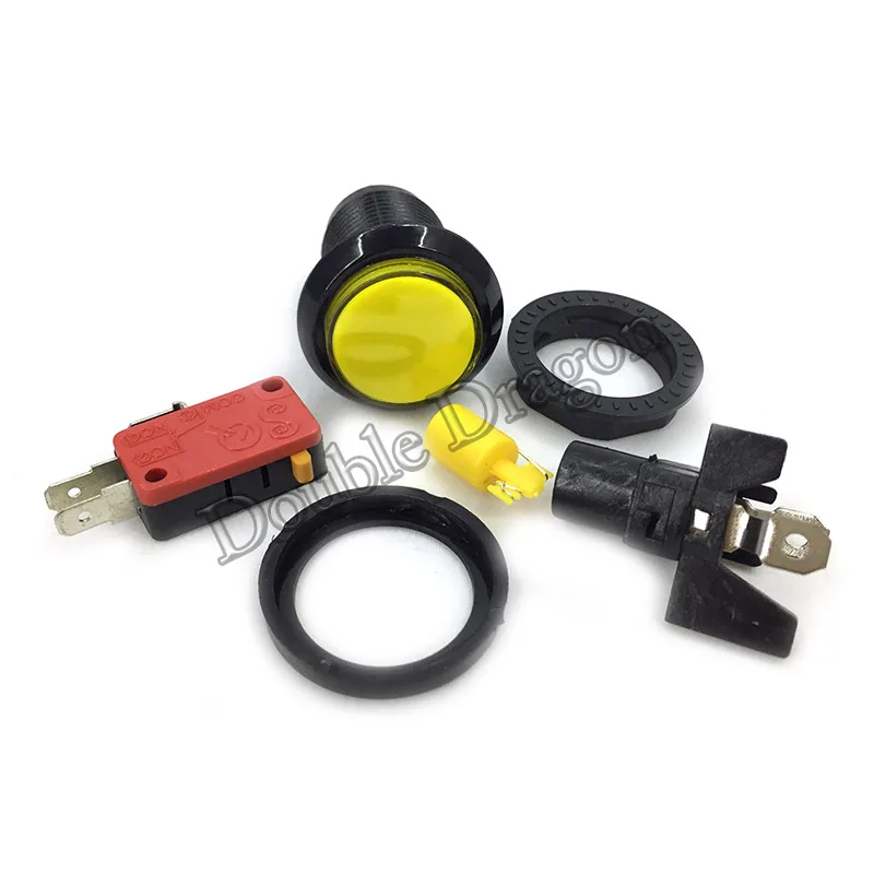 Black Edge Yellow Jamma аркадная Кнопка 12 В светодиодная подсветка хромированная кнопка с микропереключателем для самостоятельной игры части пауза старт кредит - Цвет: Black Edge Yellow