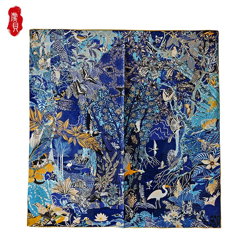 

Navy blue natural silk women scarf bandana spring 100% real silk scarves 90cm big square headband wrap shawl summer ladies gift