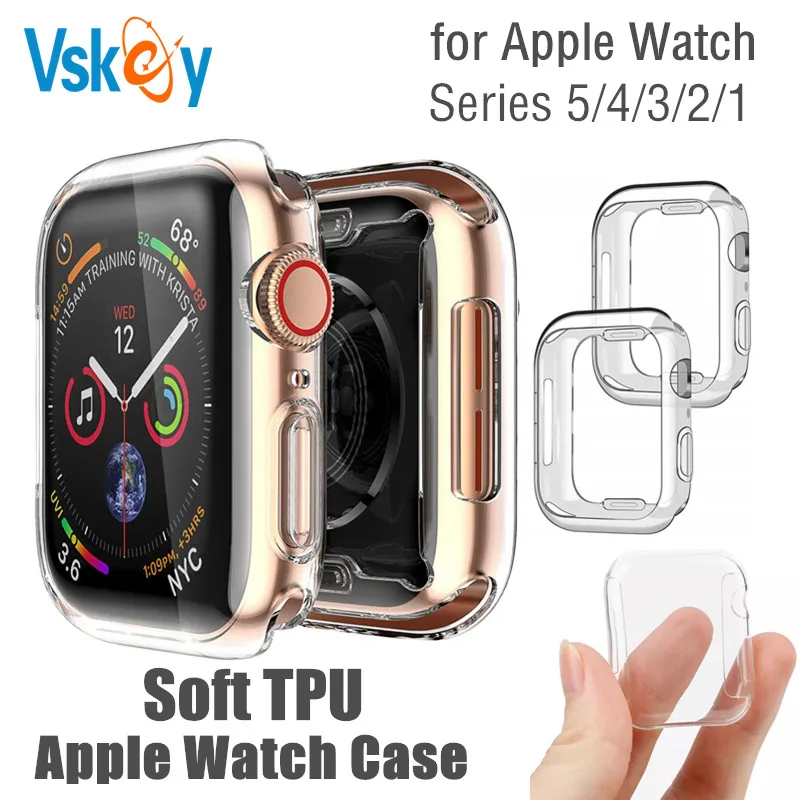 Мягкий прозрачный силиконовый чехол из ТПУ для Apple Watch Series 5/4/3/2/1 40 мм 44 38 42 10 шт. |