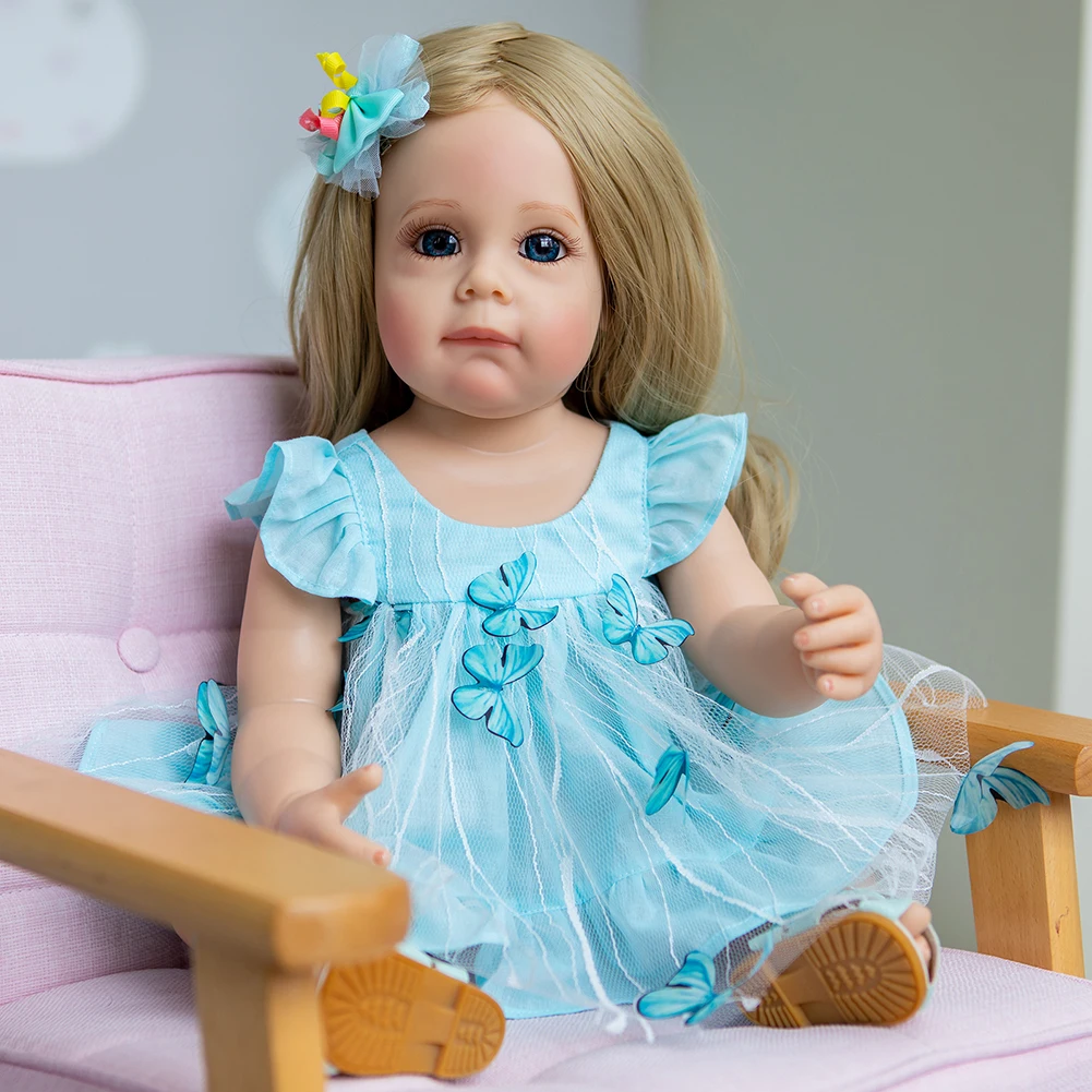 

22 inch Full Body Silicone Reborn Doll Cute Toddler Soft Touch Realistic Reborn Baby Finished Doll with Clothes Children Gifts