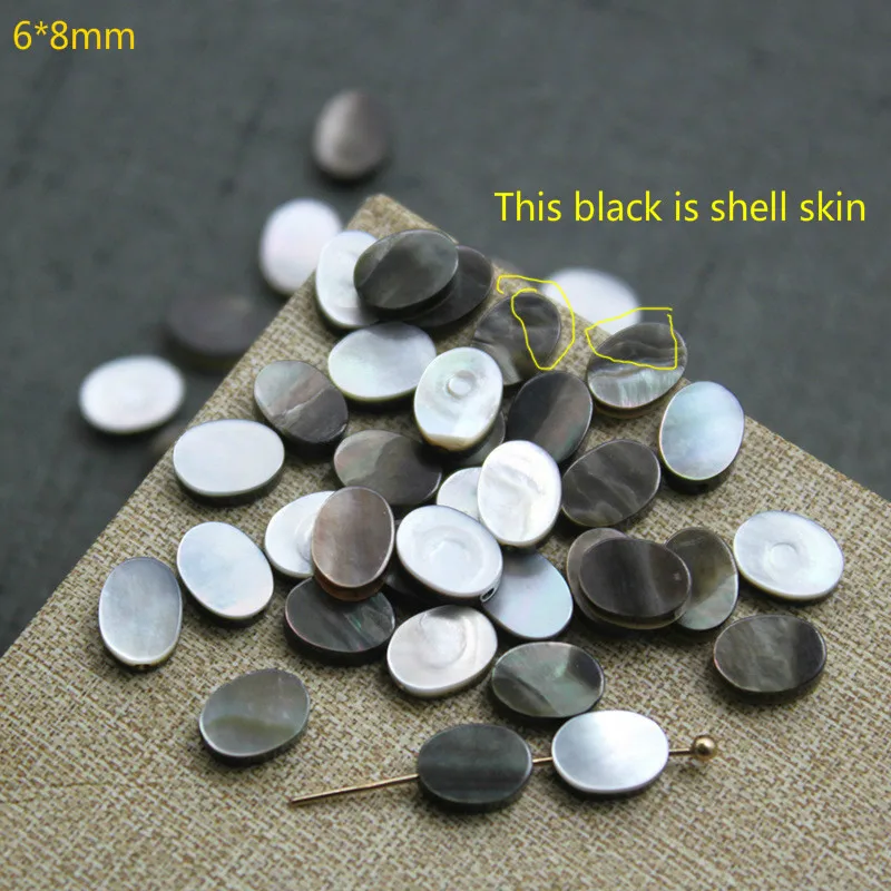 5 звёзд натуральная черная раковина прямое отверстие двусторонние овальные