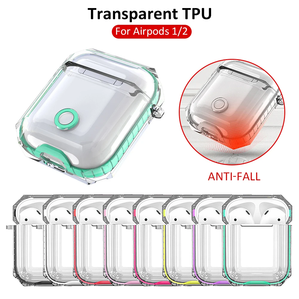 

Clear TPU Cases For AirPods 1 2 Cover Two Colors Wireless Earphone Protective Shell For Apple Air pods 1 2 Transparent Fundas