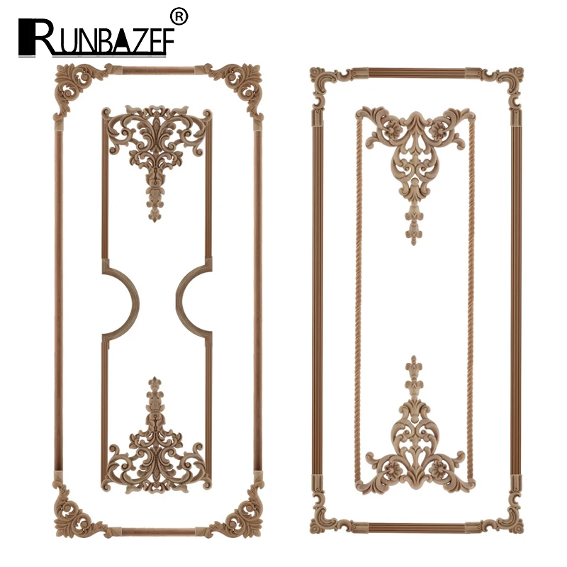 Door On The Wall Woodcarving Wood Decal Carving Lines Applique Rose Rubber Home Decoration Accessories Cabinet Hot Sal | Дом и сад