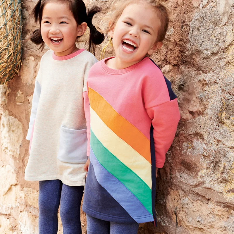 Little maven 2019 Autumn Rainbow Dress for Girls 2-7Years Child Clothes Cotton Toddler Baby Tops Tees Dresses Children Kid | Детская