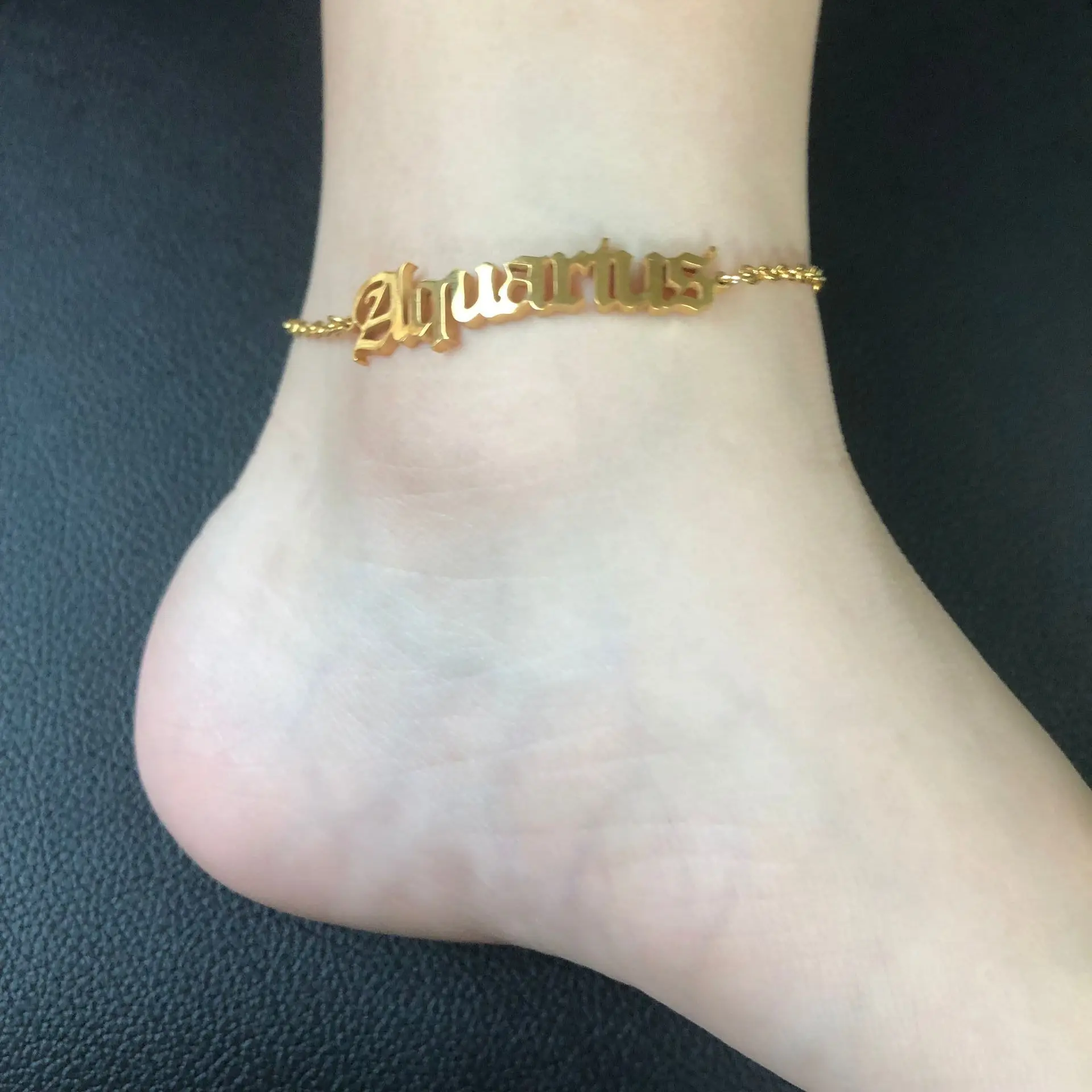 

Zodiac 12 Constellations Anklets Bracelet For Women Stainless Steel Gold Color Letter Cancel Anklet Boho Barefoot Foot Jewelry