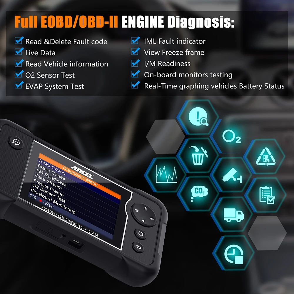 OBD2 диагностический инструмент ANCEL FX3000 Автомобильный сканер ABS масляная батарея EPB