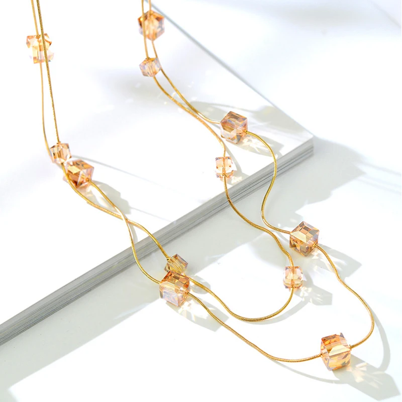 

Austrian Multilayer Crystal Long Sweater Necklace