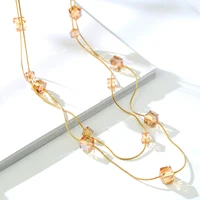 austrian multilayer crystal long sweater necklace