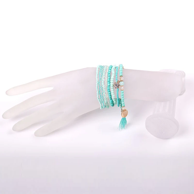 Богемные Многослойные конфетные цвета Кристалл бисер кисточка Charm Браслеты &amp