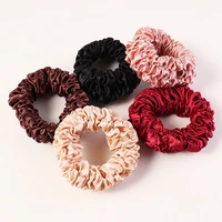 new french elegant satin pleated fabric scrunchie women girls elastic hair rubber bands accessories tie hair rope ring headdress