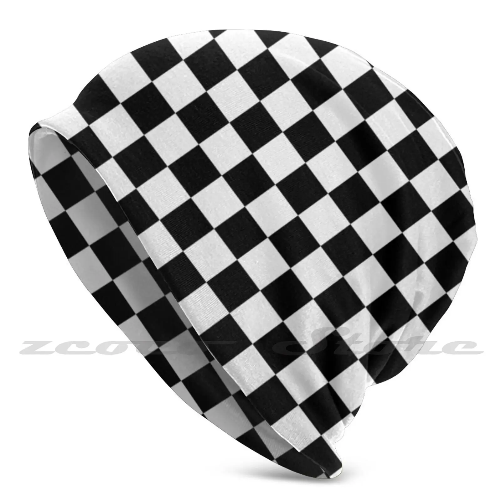 Ska Checkerboard Personalized Pattern Knit Hats Plus Size Elastic Soft Cap Ska Rude Boy Rude Girl Mod Scooter Madness Specials