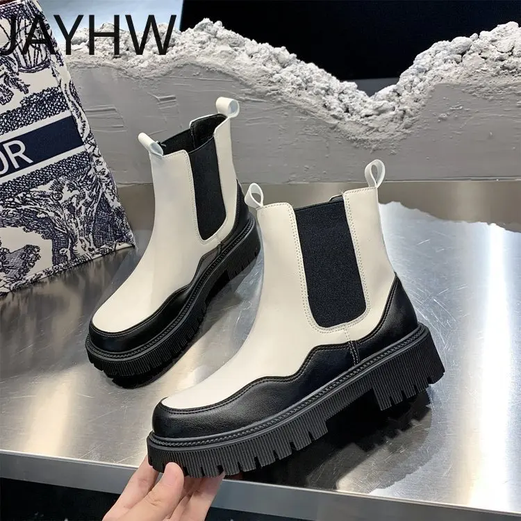 

Женские демисезонные ботинки JAYHW, новые женские ботинки челси, Нескользящие дымонепроницаемые ботинки на толстой подошве