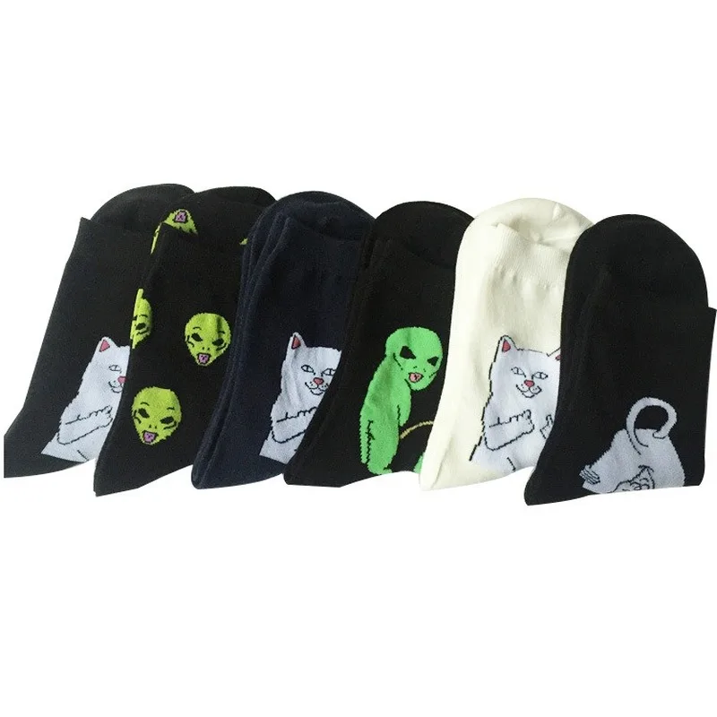 Модные художественные забавные носки с инопланетянами персональный креативный