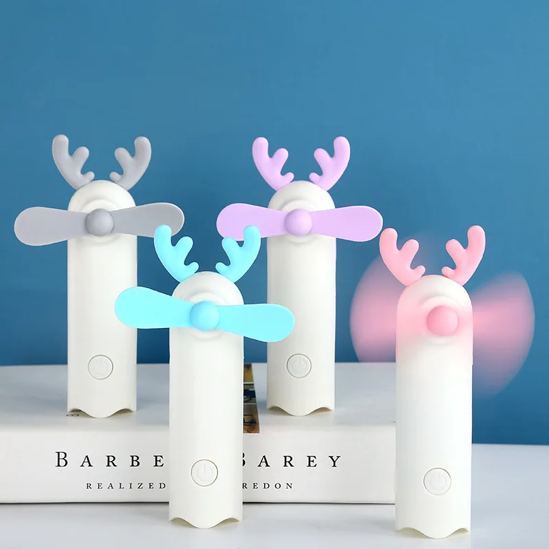 

Портативный мини-вентилятор с зарядкой от USB, Ручной кулер с милыми рогами, домашний бесшумный Настольный кондиционер, охлаждающий вентилятор для улицы