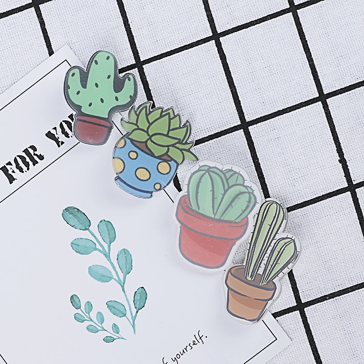 1 шт./лот мультфильм кактус бонсай Брошь Акриловые кавайные Значки на рюкзак