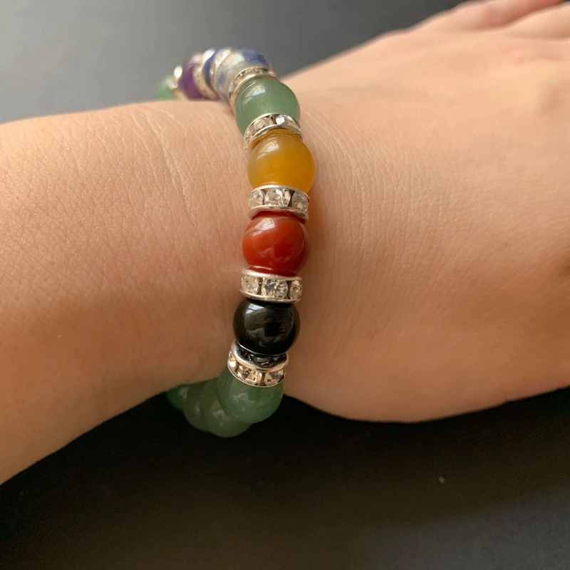 Натуральный камень зелёный авантюрин Исцеляющие хрустальные бусины 7 Чакра