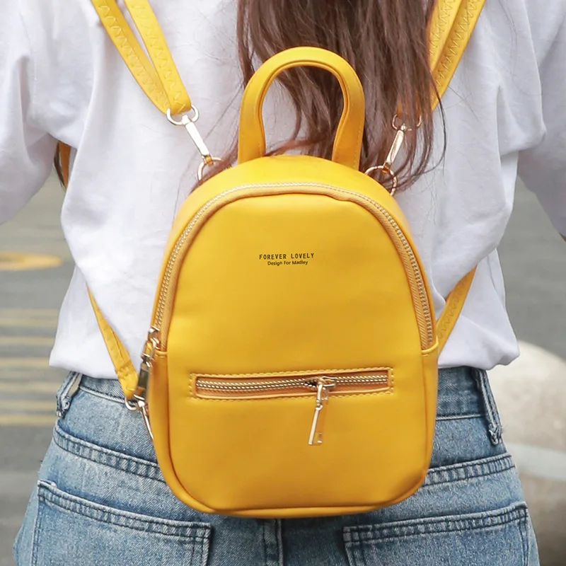 

Casual Ladies Backpacks PU Leather Money Bags for Women Large Capacity Book Pocket Cell Phone Pouch Small Rucksack mochila mujer