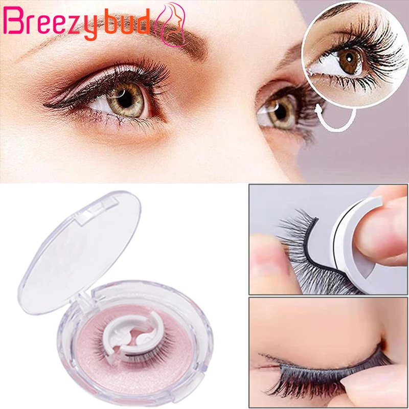 

1 Pairs Self-adhesive False Eyelashes Reusable Natural Multiple Reversible Glue-free Long Thick Eyelashes Extension Curly Tool