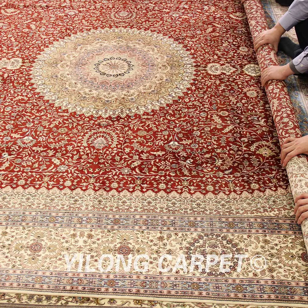YILONG 9 'x 12' роскошный красный медальон персидский классический ковер ручной