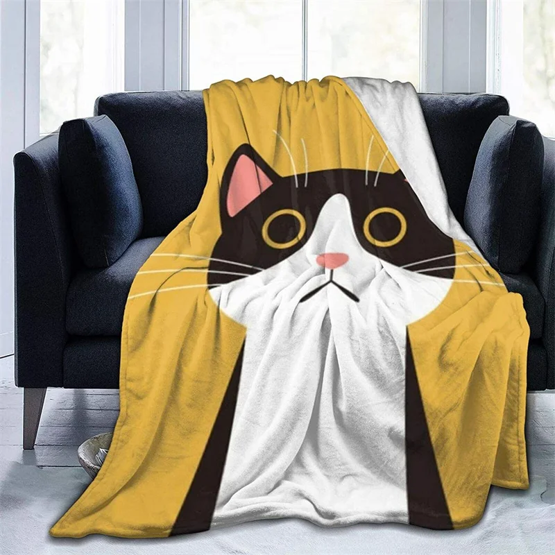 Милый мультяшный Черный кот Навахо плед одеяло 3D принт шерпа супер удобная