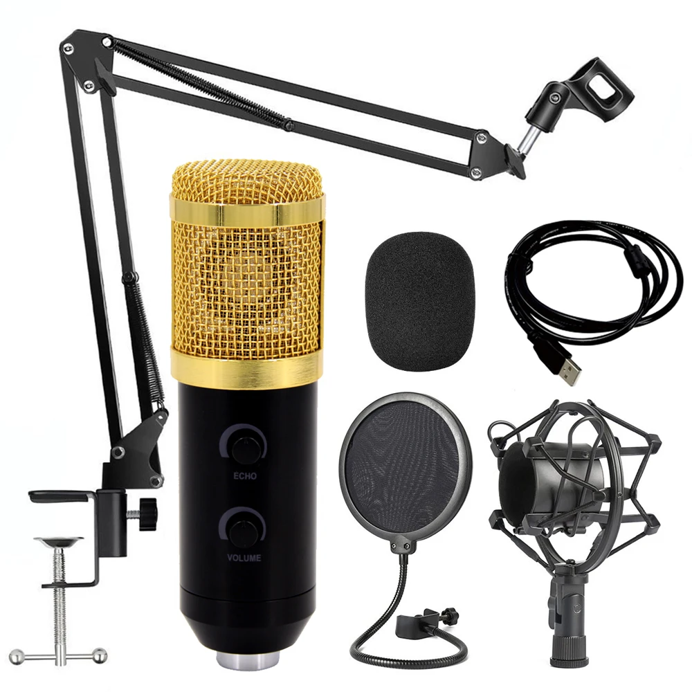 

BM800 Metal USB Condenser USB Computer Microphone Kit For PC Computer Laptop Recording Karaoke Streaming Podcasting for Youtube