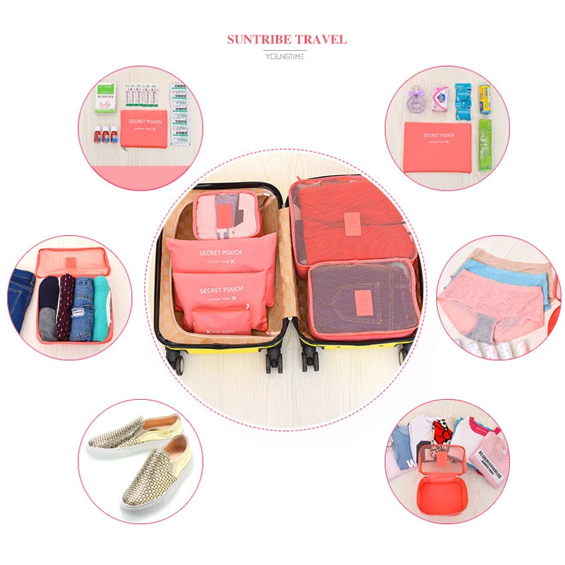 Hot Sale Travel Organizer Storage Bag Set Clothes Organizer Bags Pouch Suitcase Home Closet Bags for Storage 6 PCS от AliExpress WW